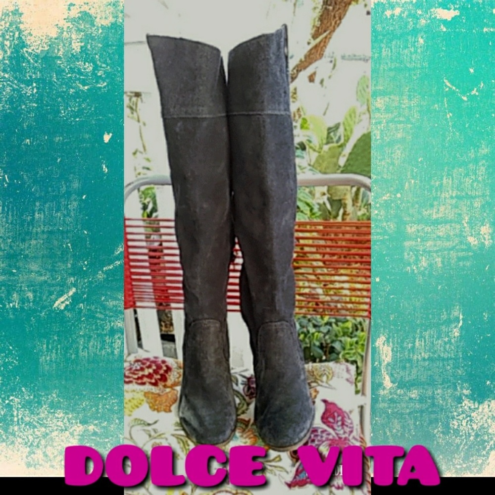 DOLCE VITA PULL GRAY SUEDE KNEE HIGH BOOTS